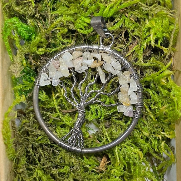 Citrine & Silver Tree of Life Pendant - Picture 1 of 2